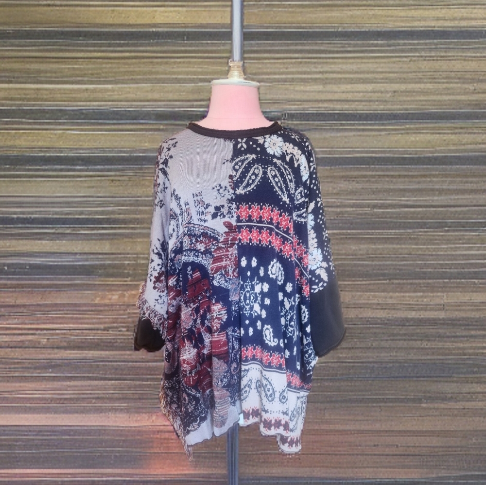 Free People  Paisley Sweater BOHO sz XS/S